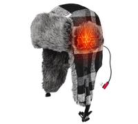 Cappello invernale Ushanka, resistente al vento, caldo, con paraorecchie, riscaldante, per adulti, adolescenti, uomini, per ciclismo, passeggiate, pendolari, pesca, Griglia bianca e nera.