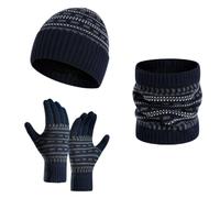 Cappello Invernali Uomo Cappelli da Invernale Sciarpa Uomo Guanti 3 Pezzi Cappelli Sciarpa con Touchscreen per Uomini e Donne Set Unisex per il Freddo