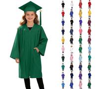 Cappello Laurea Bambini Abito da Laureato Set Toga Asilo CostumiLaurea e Tocco Cappello Costume da Laureato per Bambini Studenti Elementare Medi LineaCostume Travestimento 4-10 Anni, 40-Dark Green