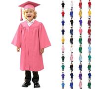 Cappello Laurea Bambini Abito da Laureato Set Toga Asilo CostumiLaurea e Tocco Cappello Costume da Laureato per Bambini Studenti Elementare Medi LineaCostume Travestimento 4-10 Anni, 24-Watermelon Red