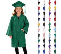 Cappello Laurea Bambini Abito da Laureato Set Toga Asilo CostumiLaurea e Tocco Cappello Costume da Laureato per Bambini Studenti Elementare Medi LineaCostume Travestimento 4-10 Anni, 38-Dark Green