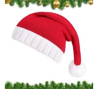 Cappello Lavorato a Maglia Babbo Natale | Cappello Lavorato a Maglia Natalizio con Pompon | Berretto per le Feste | Per Vacanze Feste Riunioni Familiari Celebrazioni Invernali Interno Esterno Costume