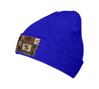 Cappello lavorato a maglia con animali selvatici retrò stampa fattoria per uomini e donne, caldo berretto elastico casual, Blu, Taglia unica