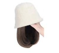 Cappello Lavorato A Maglia Con Parrucca Da Donna,Cappello Lavorato A Maglia Caldo Invernale,Cappello Da Pescatore Invernale Cappello Parrucca Da Donna Cappello A Secchiello In Lana Di Agnello Con Cape