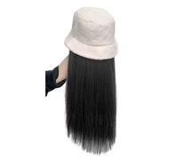Cappello Lavorato A Maglia Con Parrucca Da Donna,Cappello Lavorato A Maglia Caldo Invernale,Cappello Da Pescatore Invernale Cappello Parrucca Da Donna Cappello A Secchiello In Lana Di Agnello Con Cape