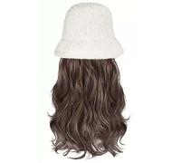 Cappello Lavorato A Maglia Con Parrucca Da Donna,Cappello Lavorato A Maglia Caldo Invernale,Cappello Da Pescatore Invernale Cappello Parrucca Da Donna Cappello A Secchiello In Lana Di Agnello Con Cape