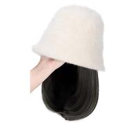 Cappello Lavorato A Maglia Con Parrucca Da Donna,Cappello Lavorato A Maglia Caldo Invernale,Cappello Da Pescatore Invernale Cappello Parrucca Da Donna Cappello A Secchiello In Lana Di Agnello Con Cape