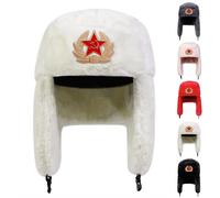 Cappello Lei Feng unisex con etichetta a stella a cinque punte Cappello invernale con paraorecchie Mantieni caldo Cappello da sci Cappello bomber per attività di equitazione all'aperto sulla neve
