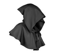 Cappello Medievale Vintage Con Cappuccio - Mezzo Capo Gotico Poncho Costume Cosplay - Mantello della Morte di Halloween - Capo Nero da Mago