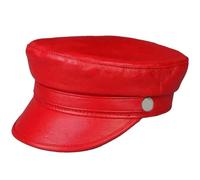 Cappello militare unisex in pelle, cappello da marinaio per donne e uomini, cappello da viaggio casual, Rosso, L