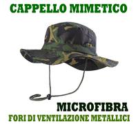 CAPPELLO MIMETICO MICROFIBRA FORI VENTILAZIONE BERRETTO AVVENTURA VERDE MILITARE