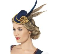 Cappello Mini Oktoberfest Blu Con Piuma Deluxe Costume Tedesco