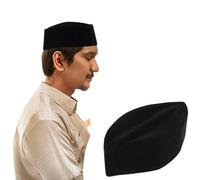 Cappello Musulmano, Nero Morbido Velluto Dorato Meditazione Preghiera Comodi Cappelli Islamici Traspiranti Senza Tesa - 59 cm