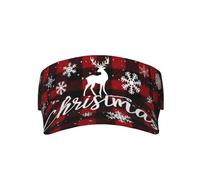 Cappello Natalizio a Quadri Rossi per Uomo e Donna, con Visiera a Tesa Larga Regolabile con Fiocchi di Neve, Ideale per Chi Porta la Coda di Cavallo.