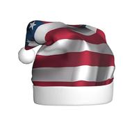 Cappello natalizio con bandiera americana per adulti. Berretto natalizio festivo con pompon, berretto unisex per feste di Natale.