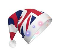 Cappello natalizio con stampa a LED con bandiera delle Hawaii, cappello di Babbo Natale in peluche che si illumina con divertenti decorazioni natalizie.