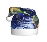 Cappello natalizio Cosmic Earth per adulti. Berretto natalizio festivo con pompon, berretto unisex per feste di Natale.