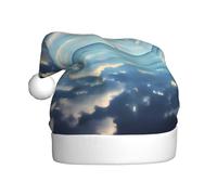 Cappello natalizio in peluche HJFCZH White clouds over the sea Stampe morbido e confortevole per feste balli Halloween