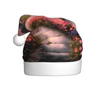 Cappello natalizio in peluche per adulti HJFCZH Un percorso pieno di fiori Stampe morbide e confortevoli per feste danze Halloween