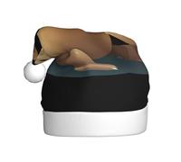 Cappello natalizio in peluche per adulti, leone marino YYHWHJDE che gioca con la palla Stampa con tocco morbido per la festa di Natale