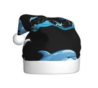 Cappello natalizio in peluche per adulti, motivo: delfini HJFCZH che saltano tra i gabbiani, stampe morbide e confortevoli per feste, balli di Halloween
