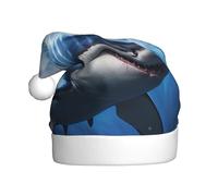 Cappello natalizio in peluche YYHWHJDE Blue Shark Printing morbido e confortevole per feste balli Halloween