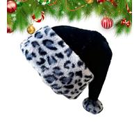 Cappello natalizio per adulti, a doppio strato, cappello da Babbo Natale leopardato, per famiglia, amici, mamma, fidanzata, marito, cosplay, feste, riunioni, parate