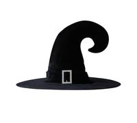 Cappello nero - Cappello a punta in velluto per Halloween | Con fibbia argentata, classico costume per donne e ragazze, accessori per cosplay