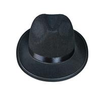 Cappello nero classico Trilby Fedora con fascia da cintura a tesa corta feltro lana partito cappelli gangster cappello costume accessori unisex uomo e donna