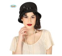 Cappello nero con fiocco da Dama Anni 20 per Carnevale e per feste