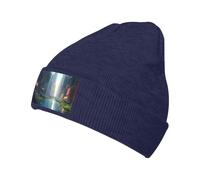 Cappello nero confortevole lavorato a maglia La città sull'acqua design alla moda adatto per varie occasioni all'aperto, Blu navy, taglia unica
