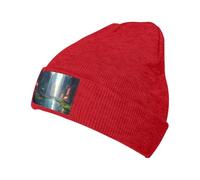 Cappello nero confortevole lavorato a maglia La città sull'acqua design alla moda adatto per varie occasioni all'aperto, Rosso, taglia unica