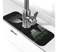 Cappello nero lato scuro hacker rubinetto tappetino per lavello da cucina Splash Guard 14,9 cm × 38,1 cm diatomite asciugatura rapida tappetino lavello vassoio super assorbente rubinetto ventosa