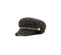 Cappello newsboy donna coppola inglese invernale donna tweed nero oro moda c135