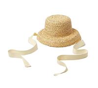 Cappello Paglia Per Bambina Berretto Da Spiaggia Top In Tessuto A Mano Bambini 3-9y Copricapo Ragazze
