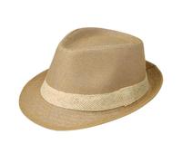 Cappello Panama da uomo e da donna, in paglia, Fedora Trilby, estivo, classico, a tesa corta, arrotolabile, protezione UV, da cowboy, con fascia beige, per spiaggia, viaggi, feste, vacanze, cachi
