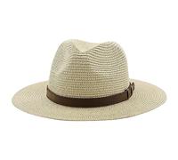 Cappello Panama marrone cintura accessori bombetta spiaggia traspirante casual jazz cappello spiaggia cappelli da cowboy per le donne, Beige, S