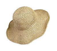 MaoXinTek Cappello Parasole di Paglia da Donna Elegante, Cappello Tesa Larga da Sole Estate, Flessibile e Pieghevole per l’Estate Viaggio e la Spiaggia Vacanze (Beige)