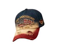 Cappello patriottico - Berretto da baseball USA con cuciture 250, commemorativo regolabile in cotone traspirante, design classico a tesa curva vintage American Pride | Stile per parata del Memorial