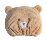 Cappello per asciugare i capelli - Cappello per asciugare i capelli in morbido pile con design a forma di orso di cartone animato, asciugamano assorbente e ad asciugatura rapida, 50 g ṕer ásciugare í