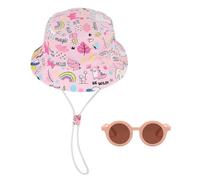 Cappello per Bambini da 1 Pezzi Rosa E Occhiali da Sole 1 Pezzi, Cappello da Sole per Bambini, Cappello da Pescatore Regolabile, Forniture di Protezione Solare All'Aperto.