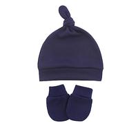 Cappello per bambini Guanti per neonati Cappelli per bambini 0-6 mesi Neonato Bambino Bambino Nessun graffio Guanti in cotone Cappellini invernali Confezione da 3 necessità infantili Navy Liquidazione