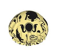 Cappello per capelli con orlo elasticizzato riutilizzabile da donna Antico soldato egiziano Ankh DoubleCuffia da a impermeabile Cuffia da bagno