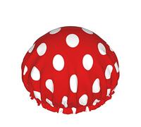 Cappello per capelli con orlo elasticizzato riutilizzabile da donna Cuffia da a impermeabile doppia a pois bianchi rossi