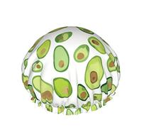 Cappello per capelli con orlo elasticizzato riutilizzabile da donna Cuffia da bagno impermeabile con doppia cuffia per la a dipinta ad Avocado