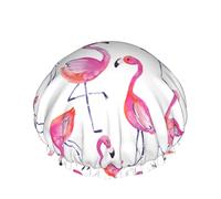 Cappello per capelli con orlo elasticizzato riutilizzabile da donna Fancy Cute Flamingos DoubleCuffia da a impermeabile Cuffia da bagno