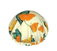 Cappello per capelli con orlo elasticizzato riutilizzabile da donna Farfalla arancione Morpho Helena Cuffia da a impermeabile doppia Cuffia da bagno