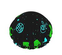 Cappello per capelli con orlo elasticizzato riutilizzabile da donna Harajuku Punk Alien Double Cuffia per a impermeabile Cuffia da bagno