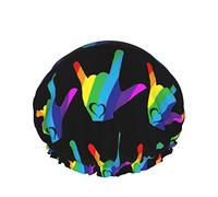 Cappello per capelli con orlo elasticizzato riutilizzabile da donna Lgbt Gay Pride Rainbow DoubleCuffia da a impermeabile Cuffia da bagno