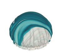 Cappello per capelli con orlo elasticizzato riutilizzabile da donna Miscela di menti bianchi blu Cuffia per a impermeabile doppia Cuffia da bagno